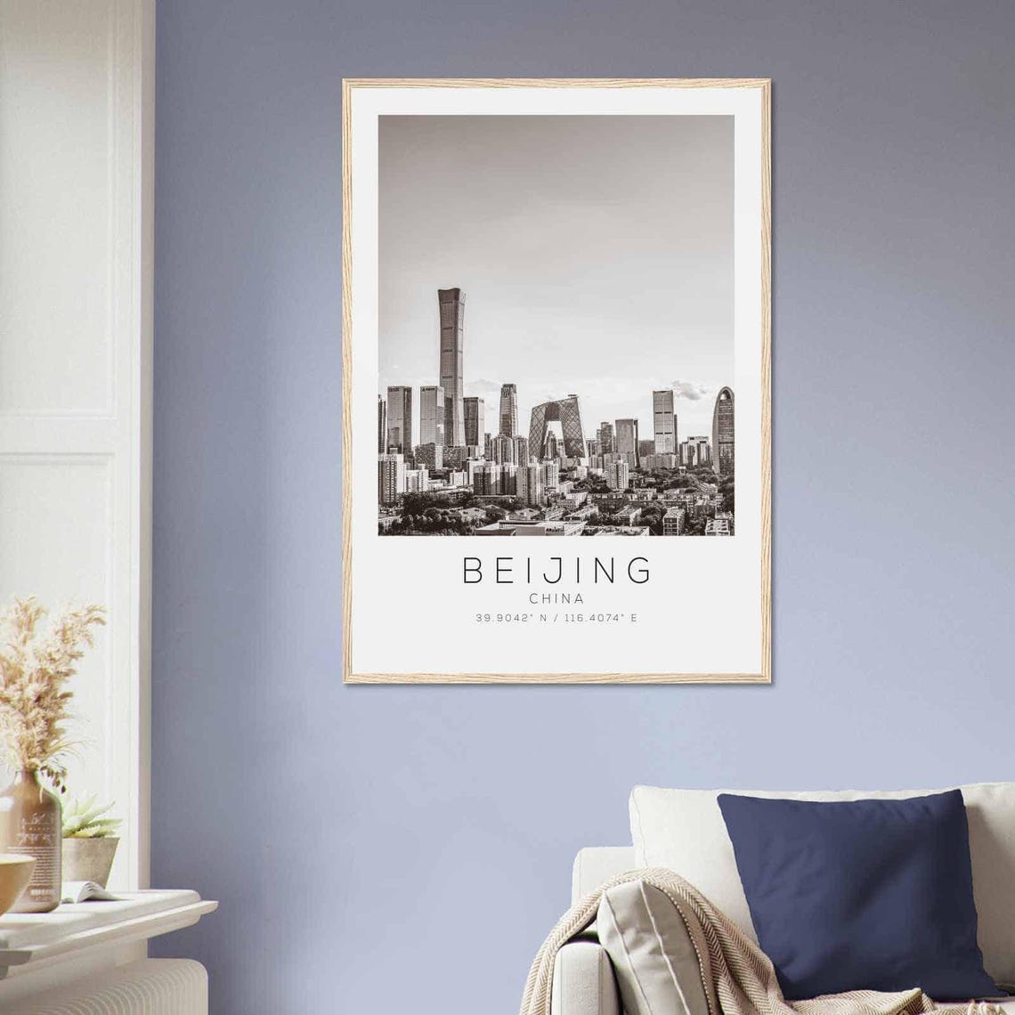 Beijing China Modern Skyline Black White Minimalist Photo Poster - Image 2