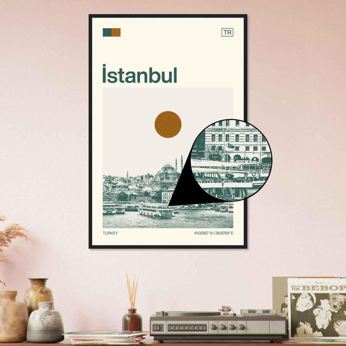 Istanbul Ferry Waterfront Mosque Turkey Minimalist Travel Poster - Image 4