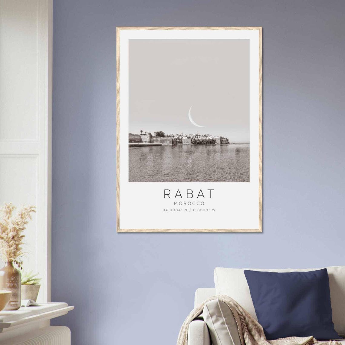 Rabat Morocco Historic Kasbah Coastline Crescent Moon Photo Poster - Image 2