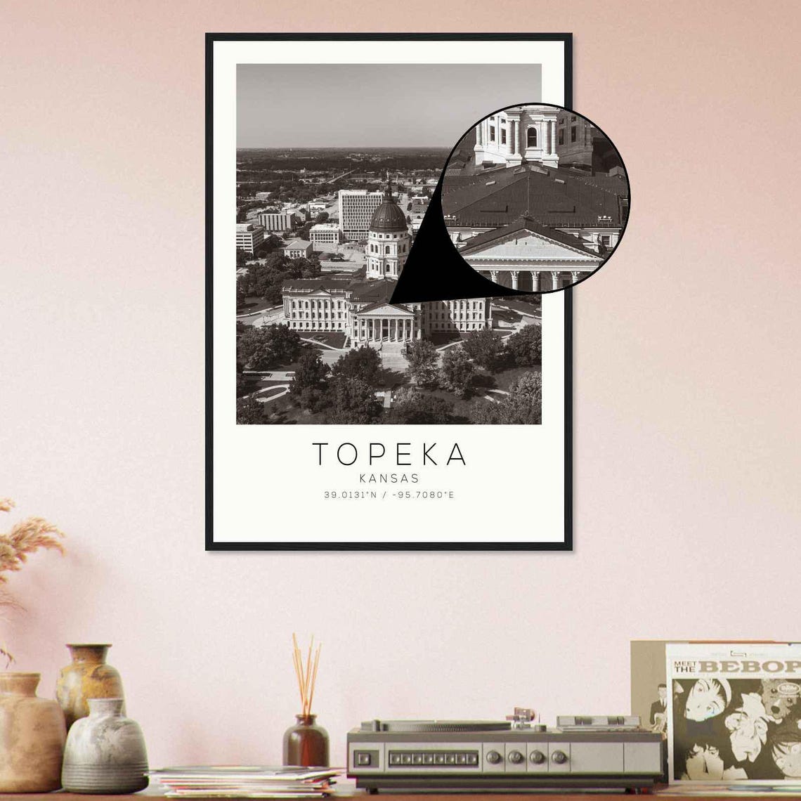 Topeka Kansas State Capitol Dome Aerial Minimalist Photo Poster - Image 4