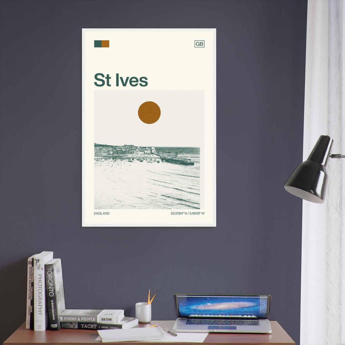 St Ives England Harbor Beach Seaside Town Sun Duotone Travel Poster - Image 3