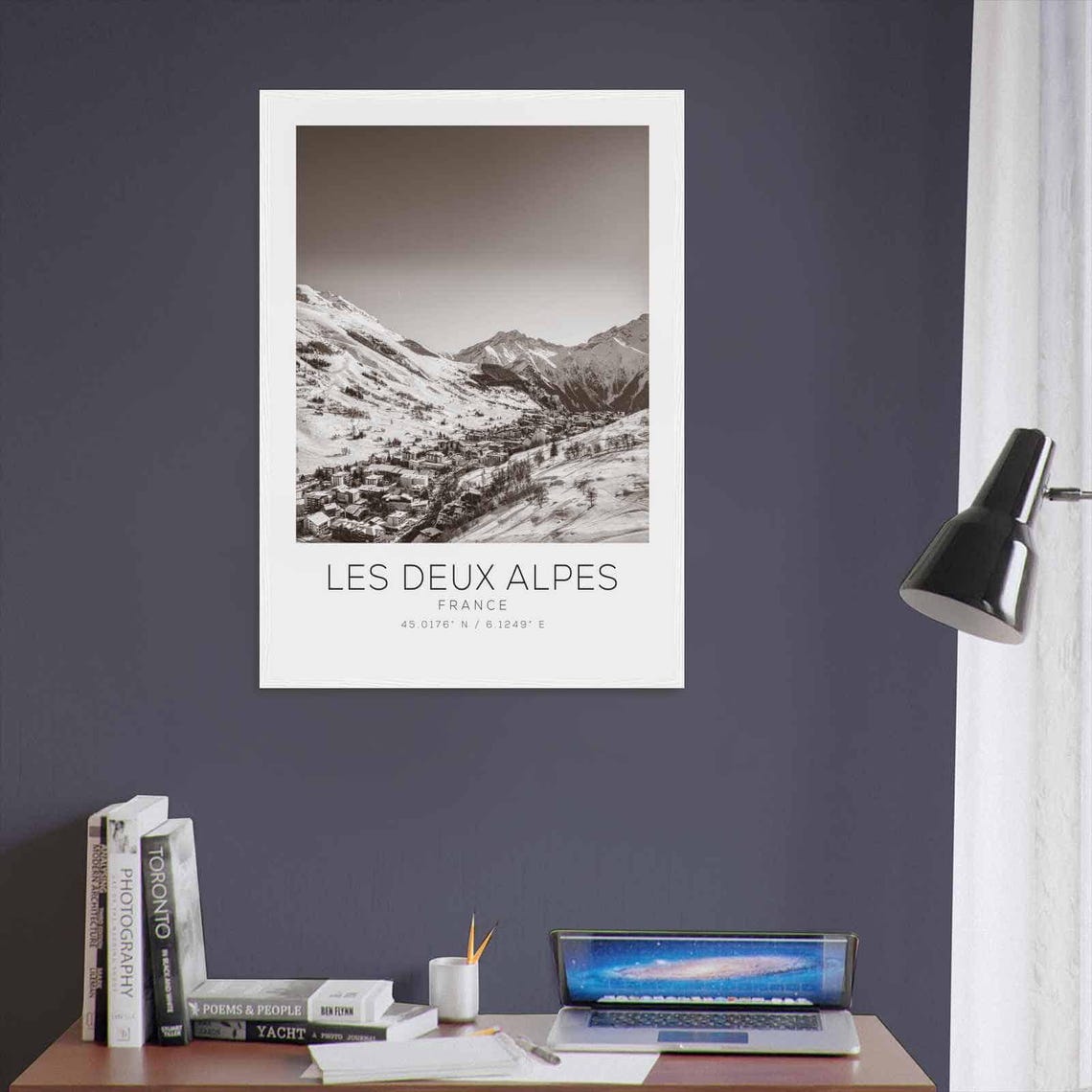 Les Deux Alpes France Travel Photo Poster Bw Les Deux Alpes Travel Print Minimalist Travel Poster Print - Image 3