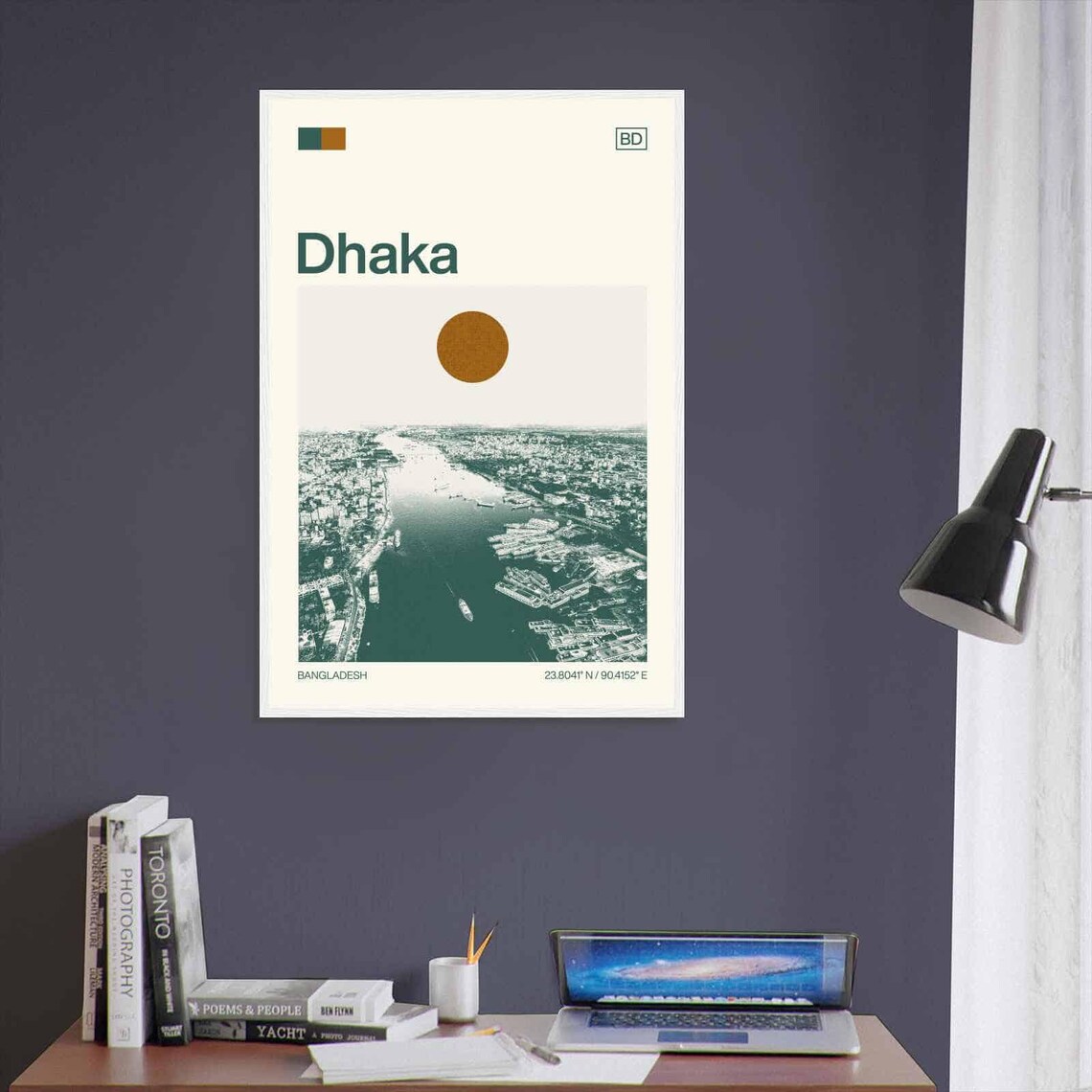 Dhaka Bangladesh Buriganga River Boats Aerial Minimalist Travel Poster - Image 3