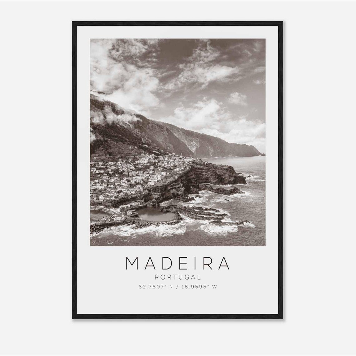 Madeira Portugal Travel Photo Poster Bw Madeira Travel Print Minimalist Travel Poster Print Ds2