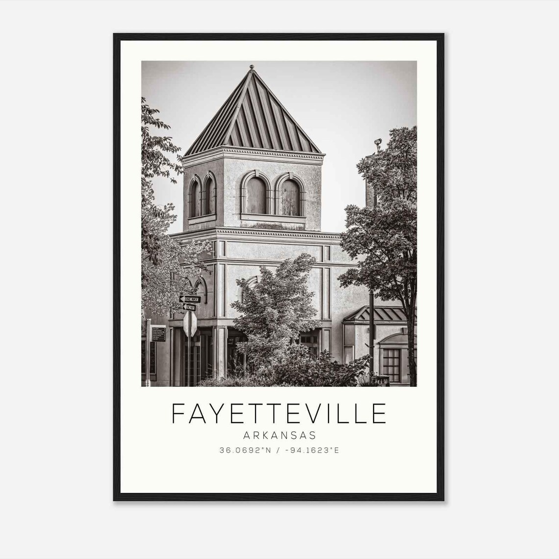 Fayetteville Arkansas Historic Tower Building Street Photo Poster