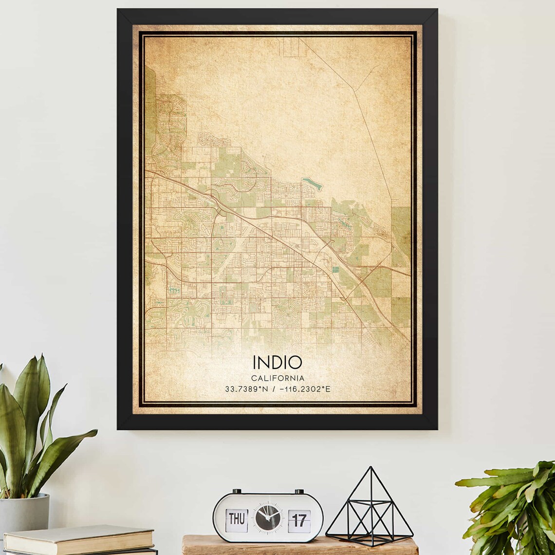 Vintage Indio Map Print, Custom Travel Poster