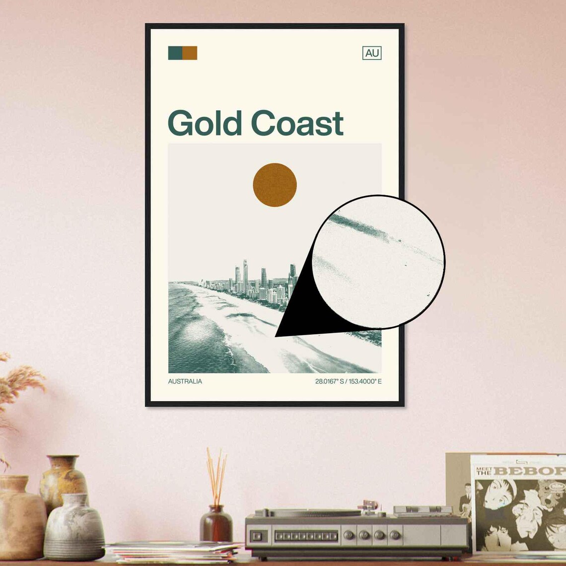 Gold Coast Australia Surf Beach Skyline Minimalist Travel Poster - Image 4