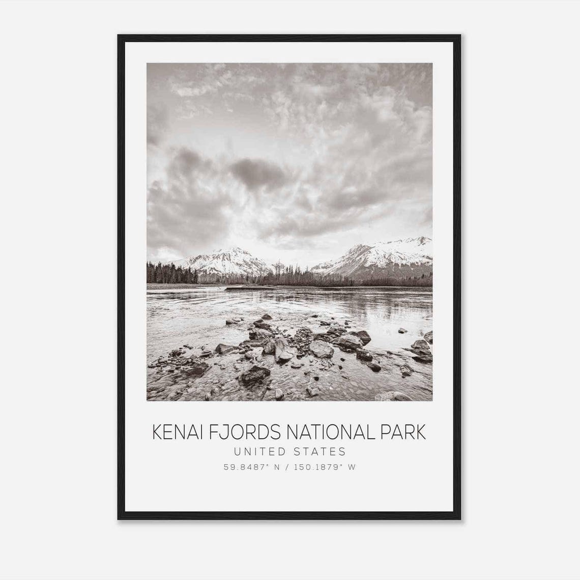 Kenai Fjords National Park United States Travel Photo Poster Bw Kenai Fjords National Park Travel Print Minimalist Travel Poster Print