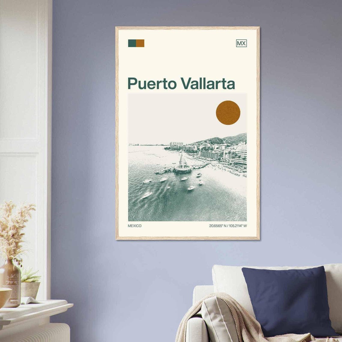 Puerto Vallarta Mexico Minimalist Monochrome Travel Photo Poster - Image 2