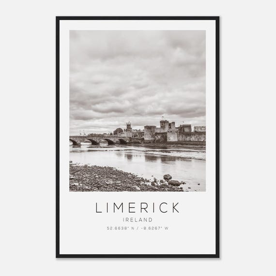 Limerick Ireland Travel Photo Poster Bw Print Minimalist