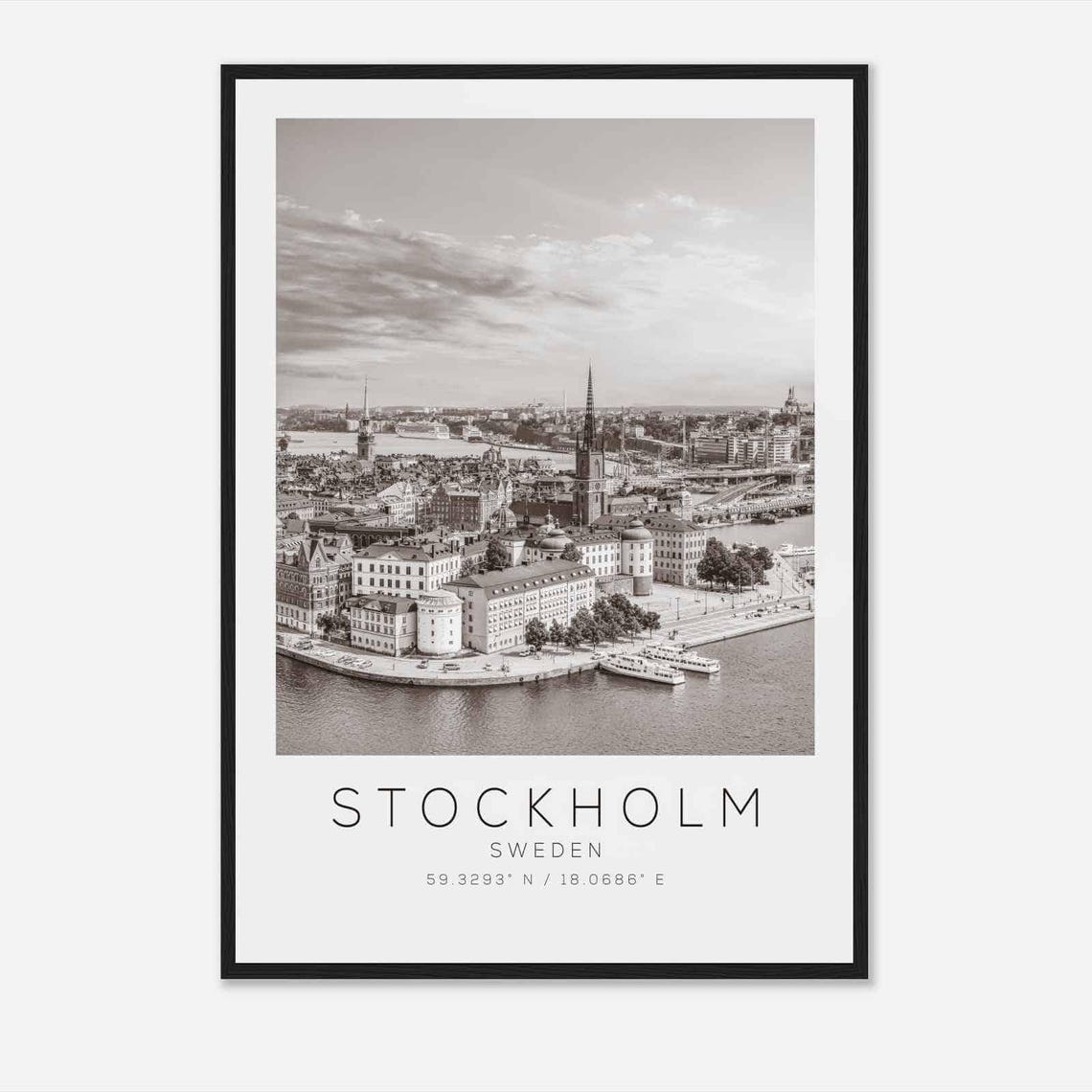 Stockholm Sweden Travel Photo Poster Bw Stockholm Travel Print Minimalist Travel Poster Print