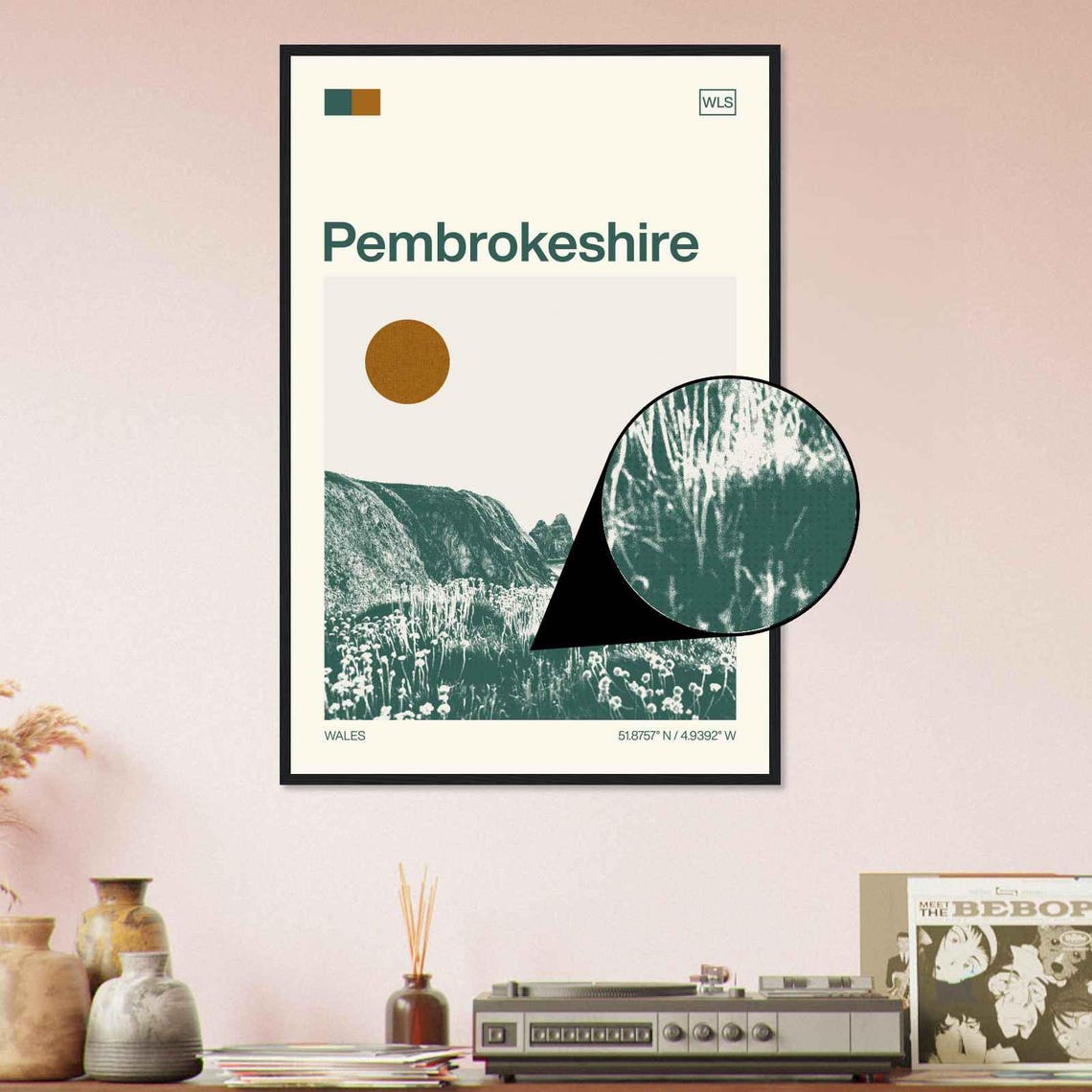 Pembrokeshire Wales Sea Cliffs Wildflowers Minimalist Travel Poster - Image 4