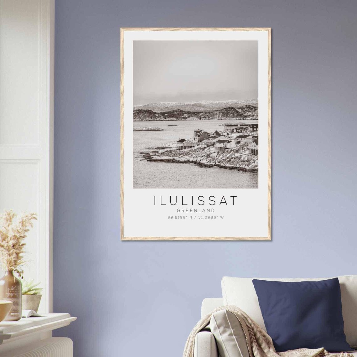 Ilulissat Greenland Arctic Harbor Town Black and White Travel Poster - Image 2