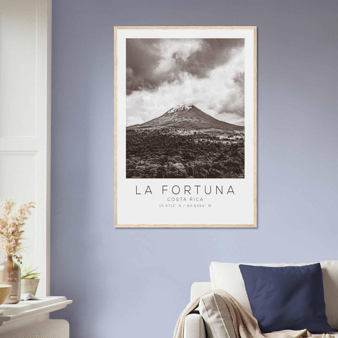 La Fortuna Costa Rica Black White Volcano Jungle View Poster - Image 2