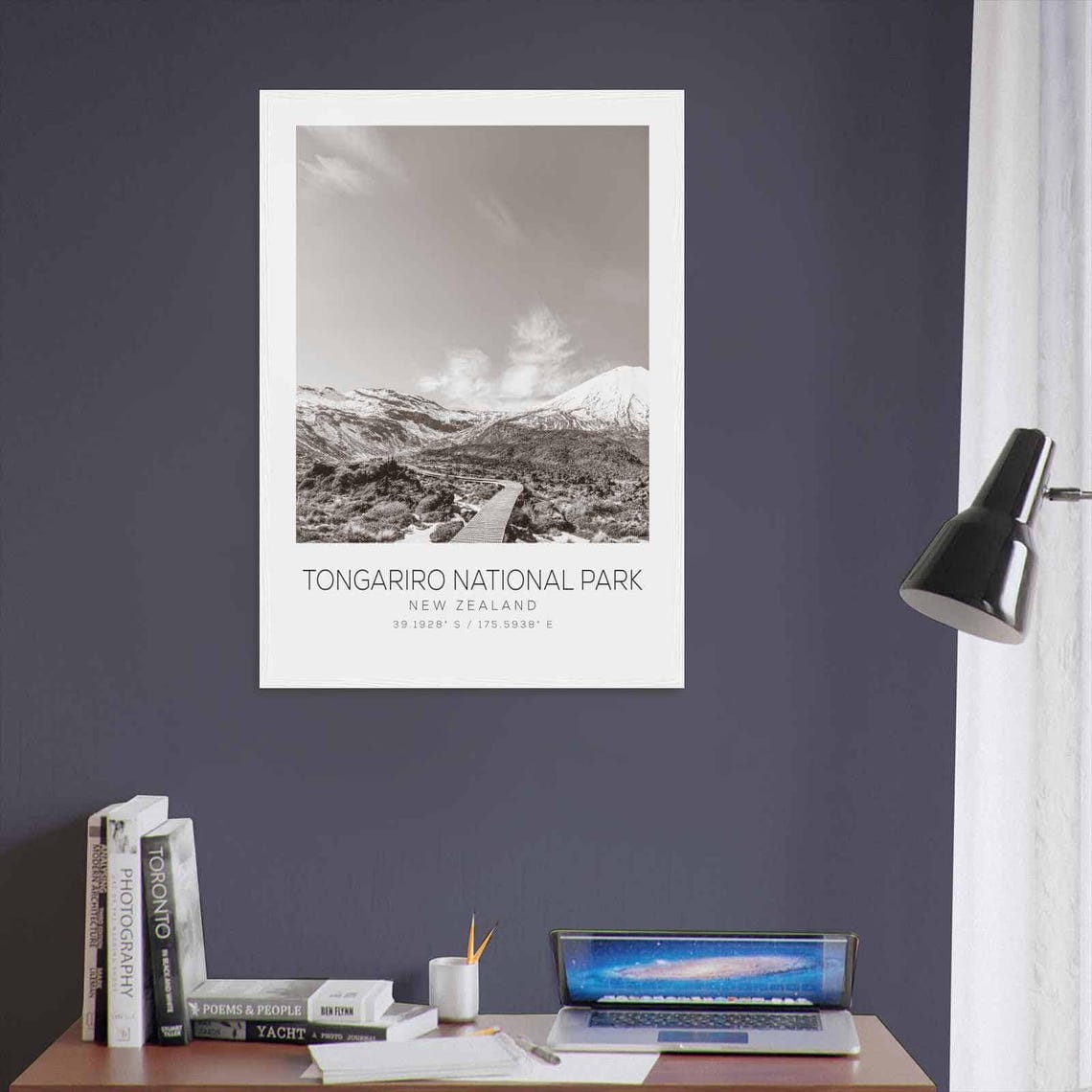 Tongariro National Park New Zealand Travel Photo Poster Bw Tongariro National Park Travel Print Minimalist Travel Poster Print - Image 3