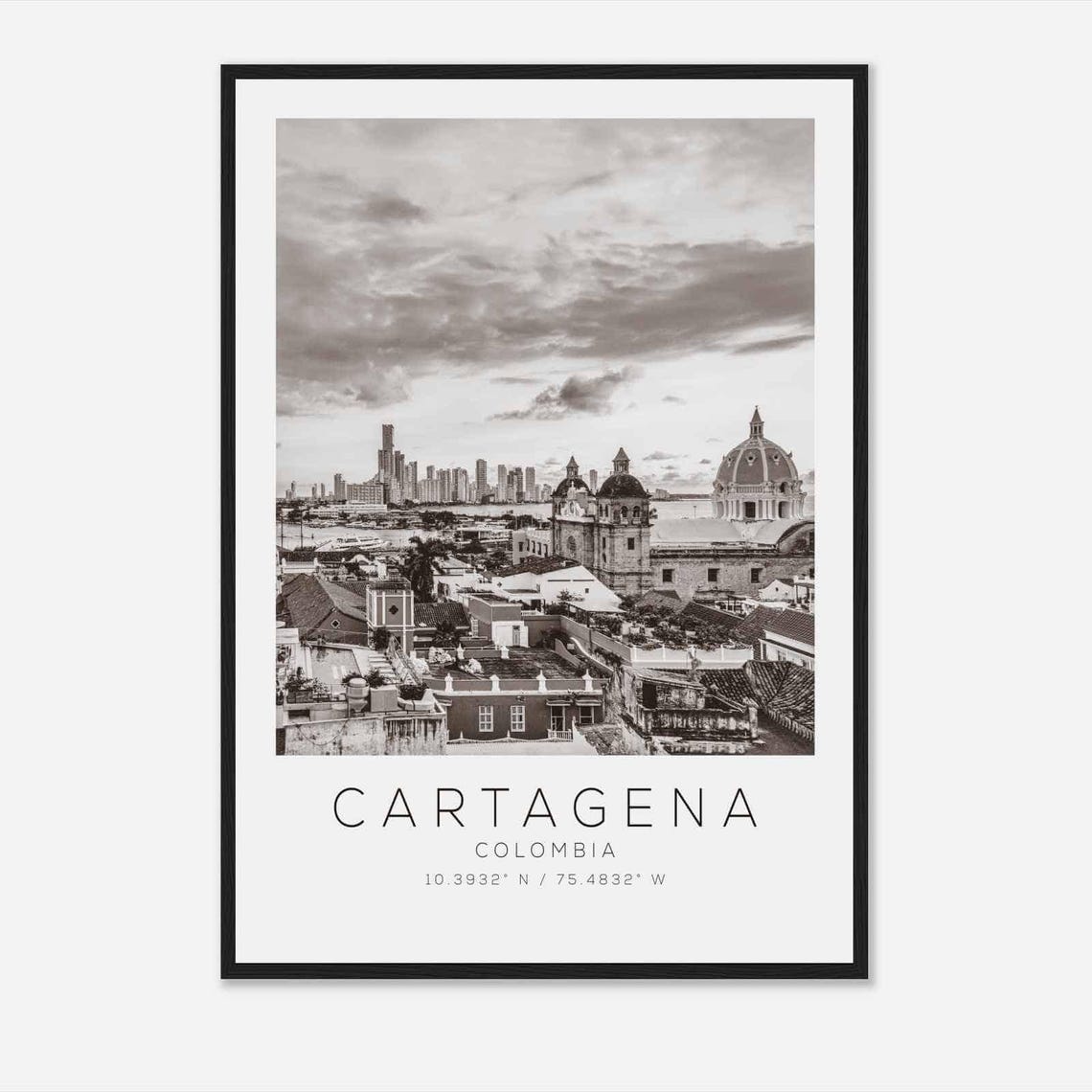 Cartagena Colombia Travel Photo Poster Bw Cartagena Travel Print Minimalist Travel Poster Print