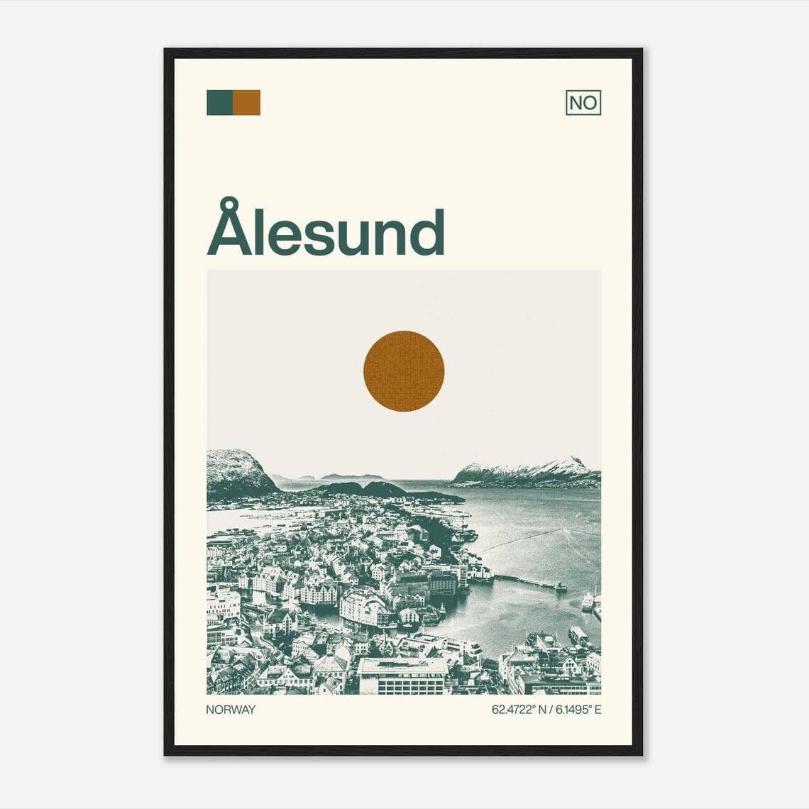 Alesund Norway Coastal Town Islands Vintage Style Travel Poster