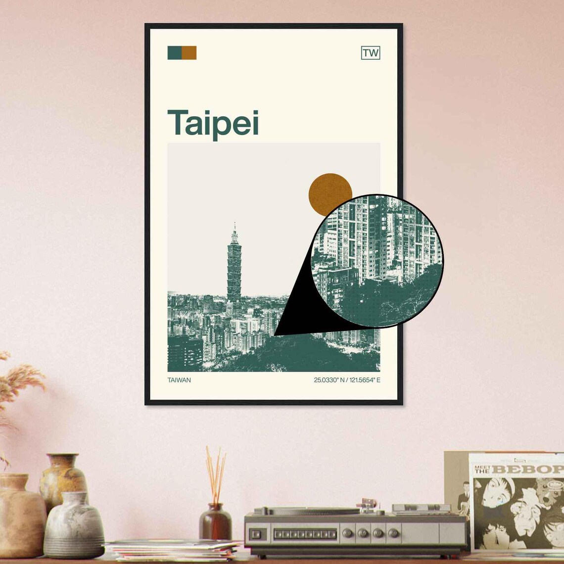 Taipei Taiwan 101 Tower Iconic Skyline Vintage Travel Poster - Image 4