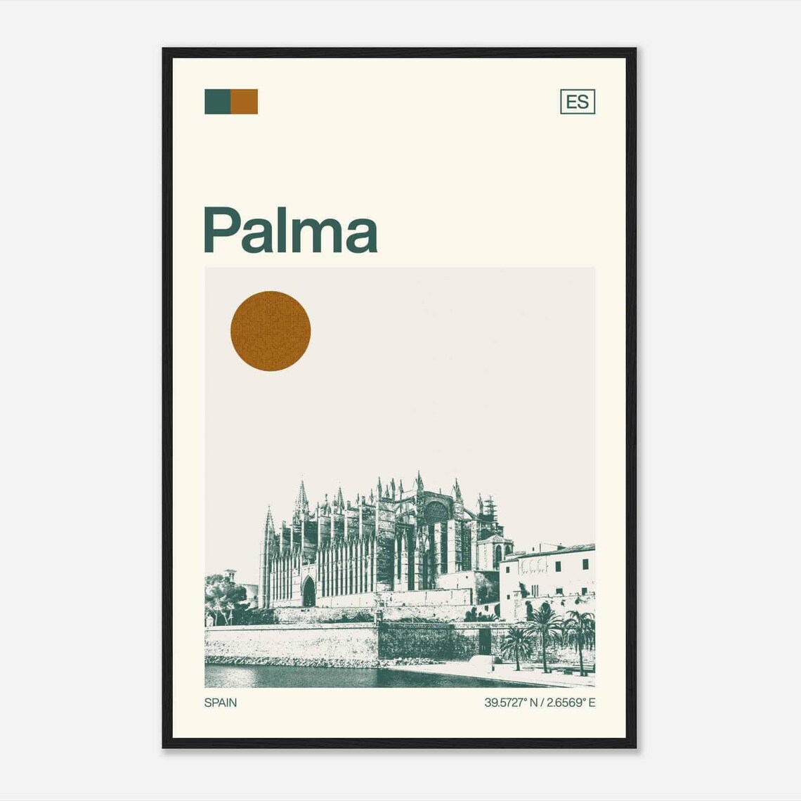 Palma Spain Minimalist Monochrome Travel Photo Poster
