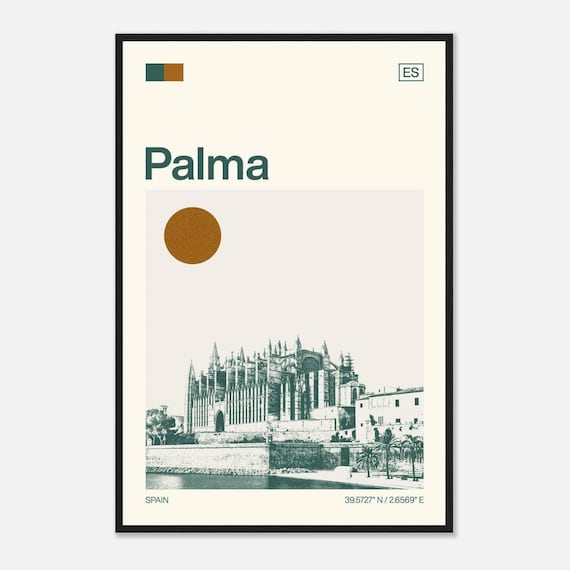 Palma Spain Minimalist Monochrome Travel Photo Poster