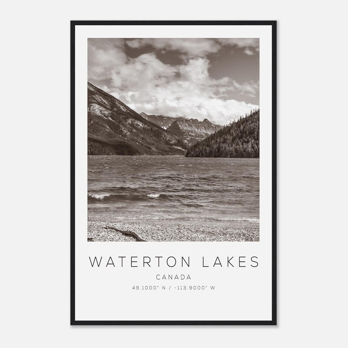 Waterton Lakes Canada Travel Poster, Minimalist