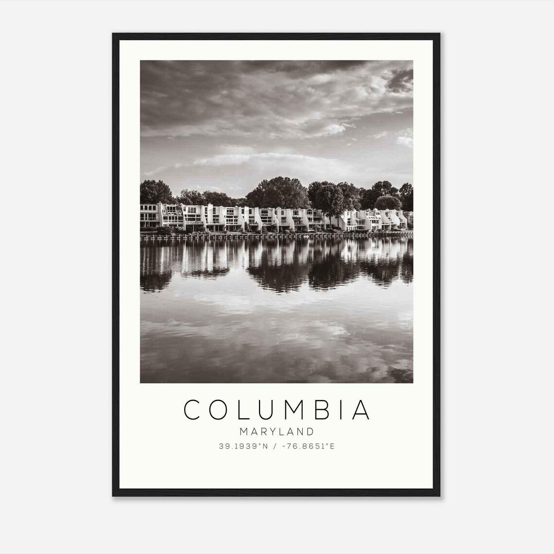 Columbia Maryland Photo Travel Poster Columbia Travel Print Minimalist Travel Print