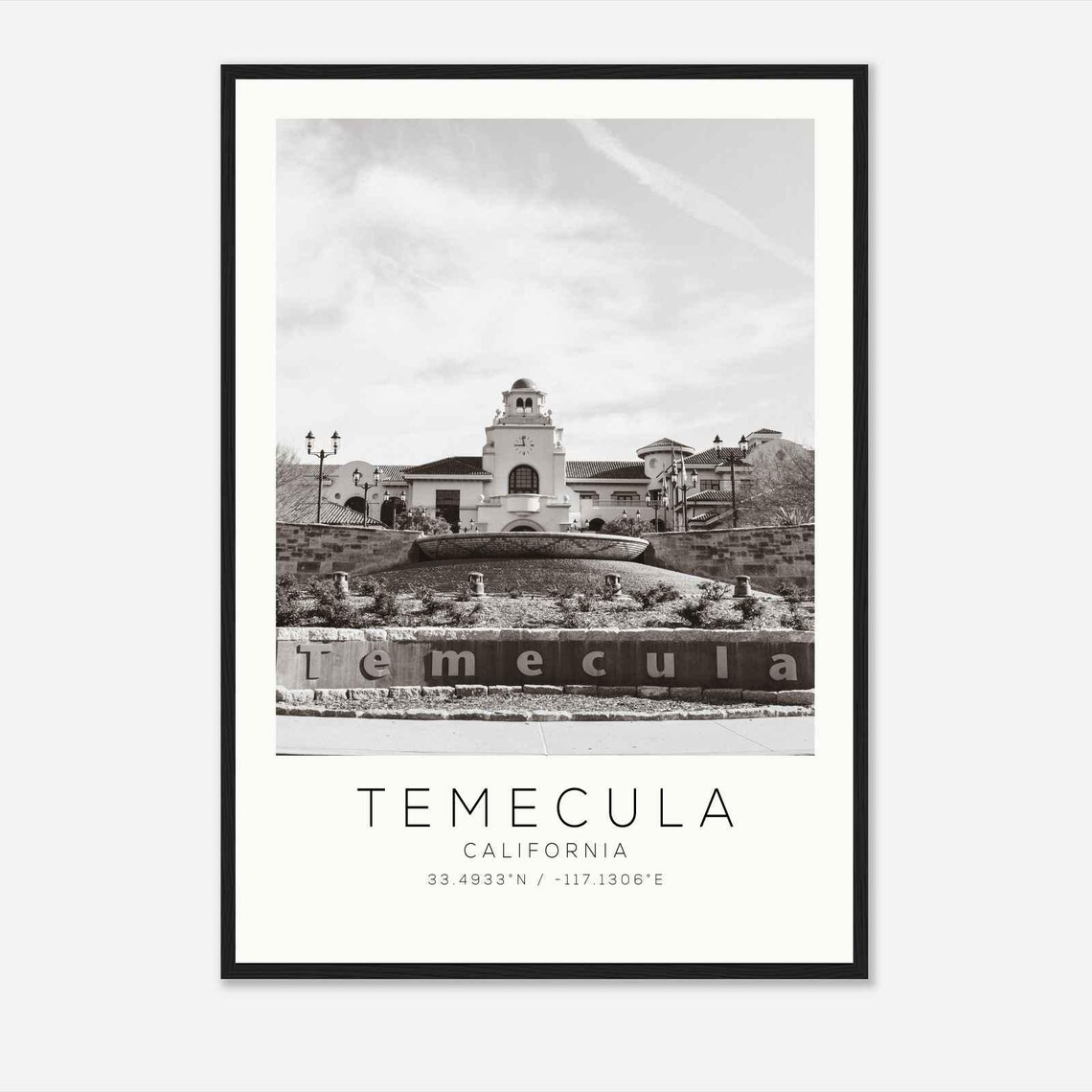 Temecula California Welcome Sign Fountain Plaza Photo Travel Poster