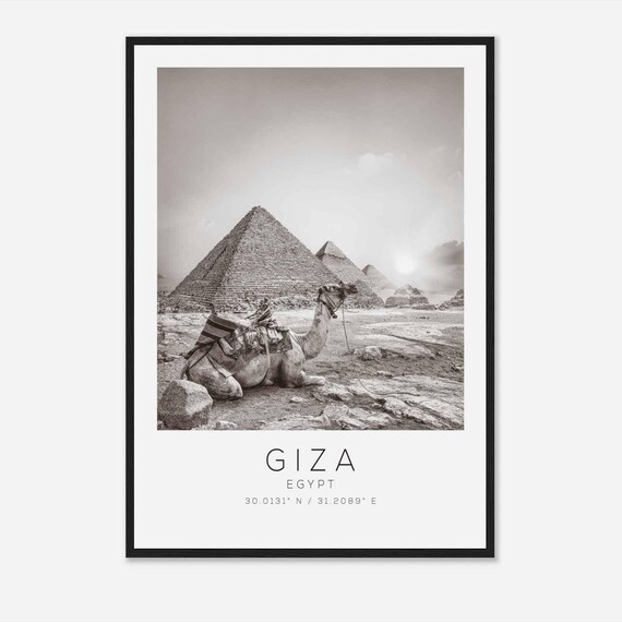 Giza Egypt Travel Photo Poster Bw Giza Travel Print Minimalist Travel Poster Print