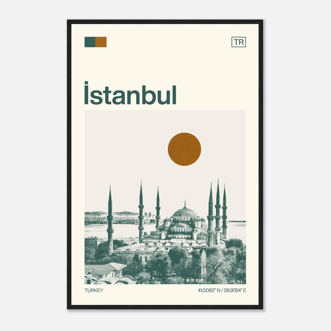 Istanbul Blue Mosque Turkey Sun Minimalist Skyline Travel Poster