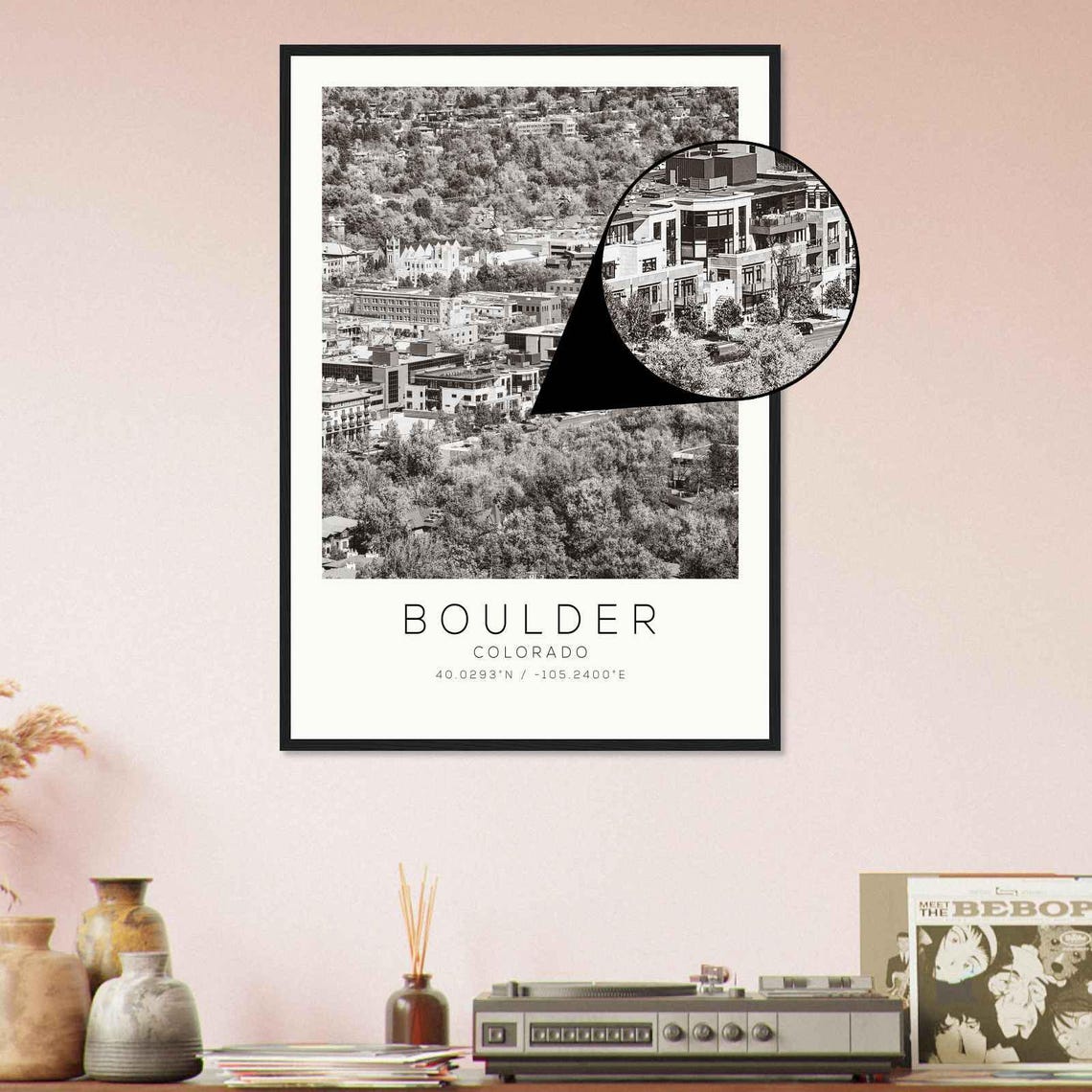 Boulder Colorado Downtown Aerial Foothills Skyline View Poster - Image 4