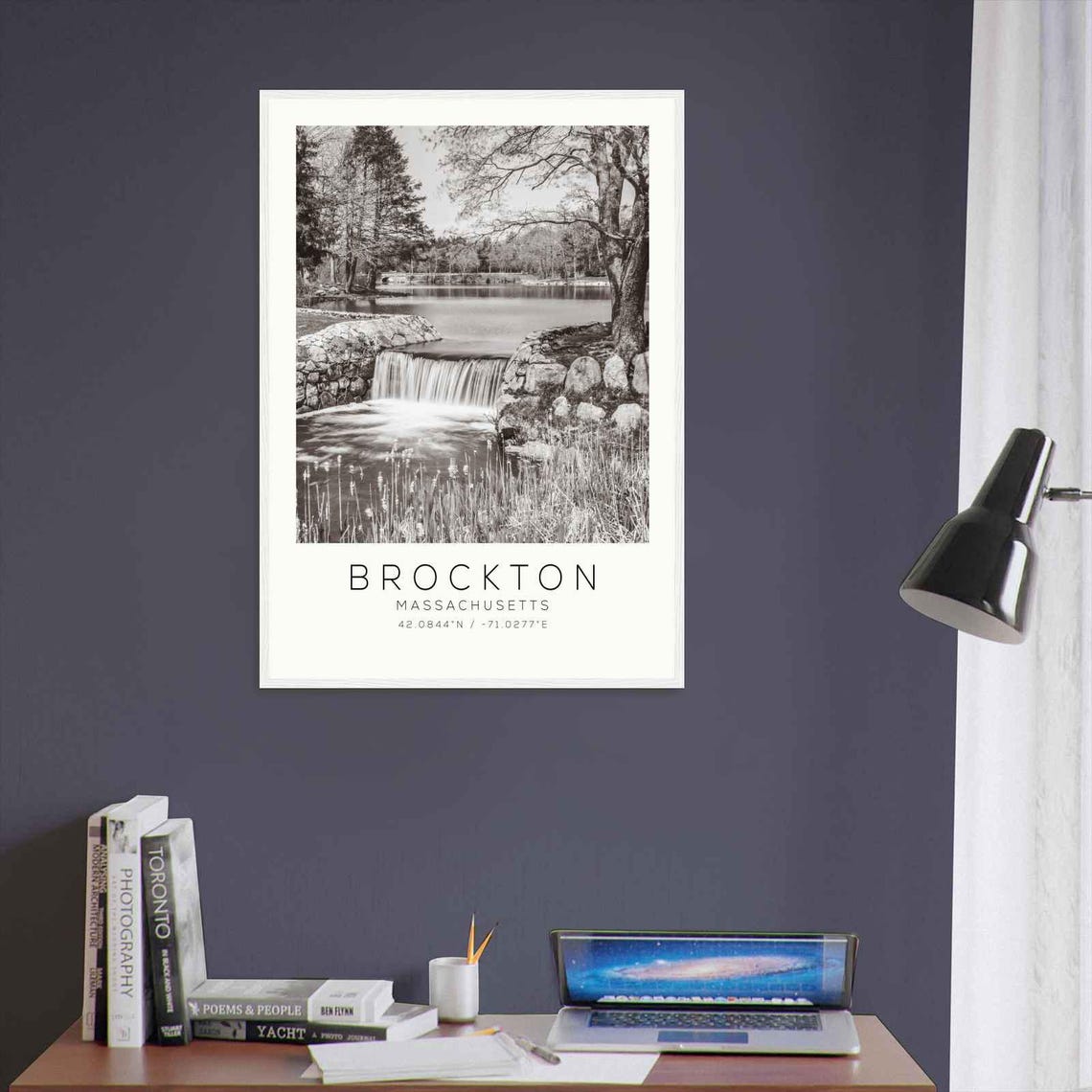 Brockton Massachusetts Stone Dam Waterfall Peaceful Pond Poster - Image 3