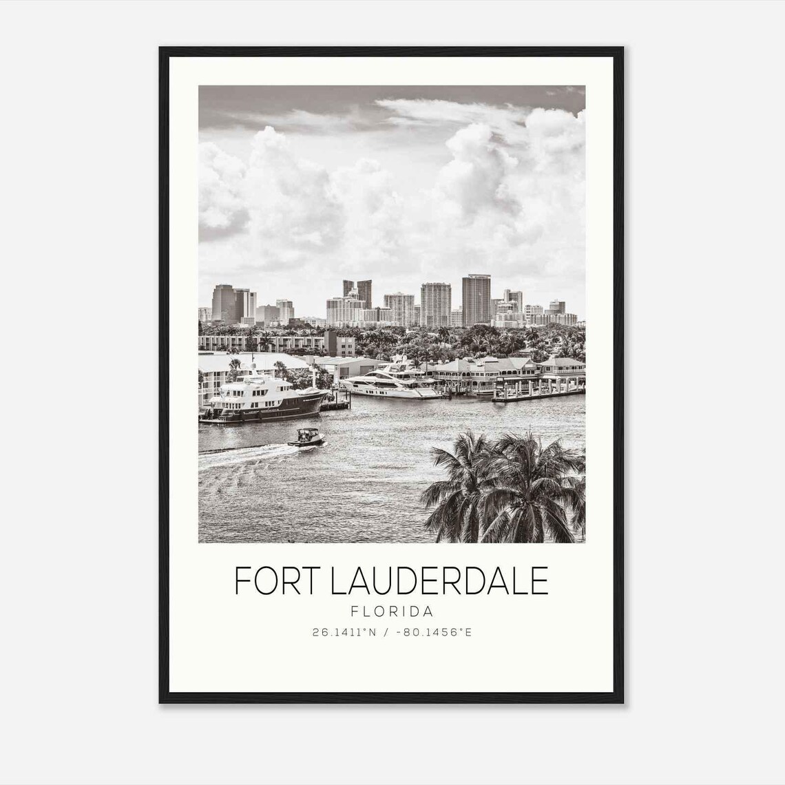 Fort Lauderdale Florida Photo Travel Poster Fort Lauderdale Travel Print Minimalist Travel Print