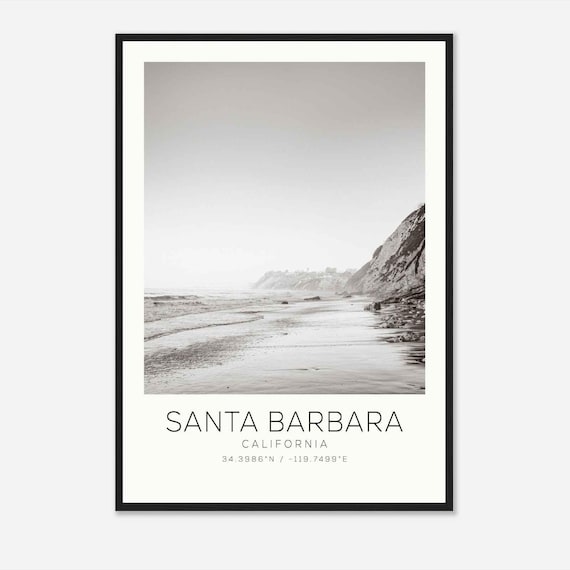 Santa Barbara California Rocky Cliff Beach Coastline Photo Poster