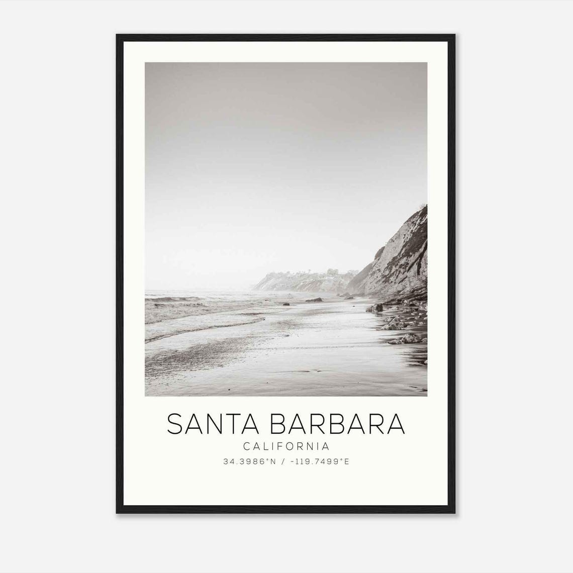 Santa Barbara California Rocky Cliff Beach Coastline Photo Poster