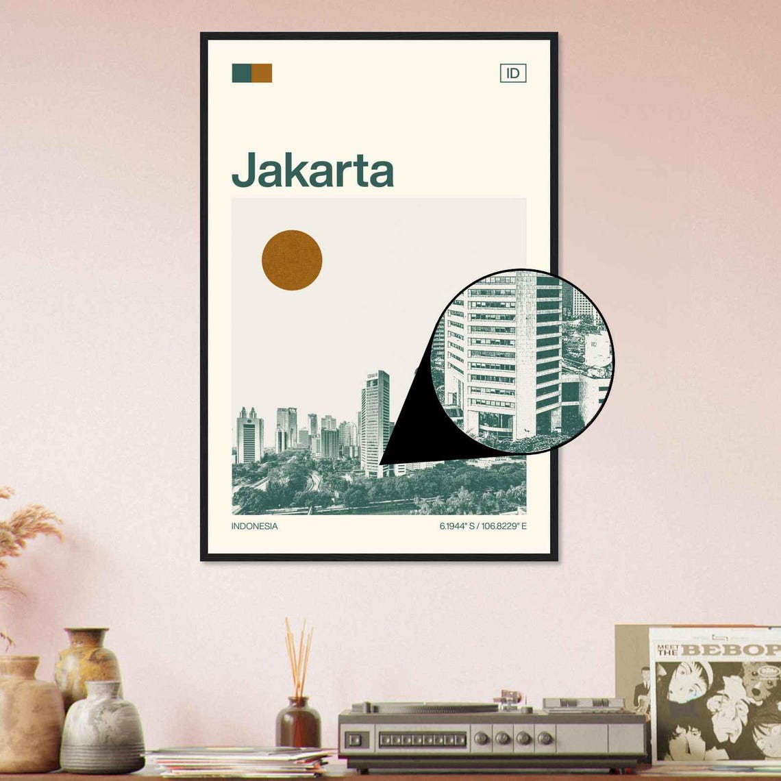 Jakarta Indonesia Skyline Minimalist Modern Travel Art Poster - Image 4