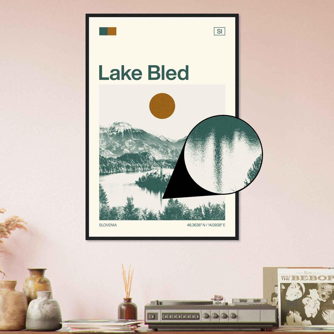 Lake Bled Slovenia Island Church Alpine Lake Duotone Travel Poster - Image 4