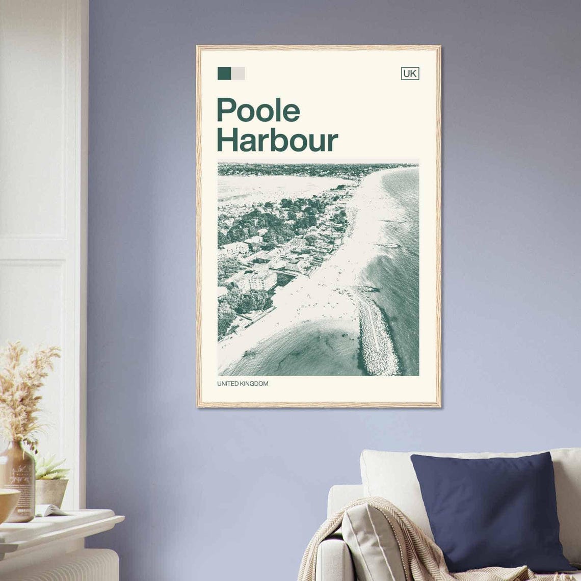 Poole Harbour England Sandy Beach Aerial Minimalist Travel Poster - Image 2