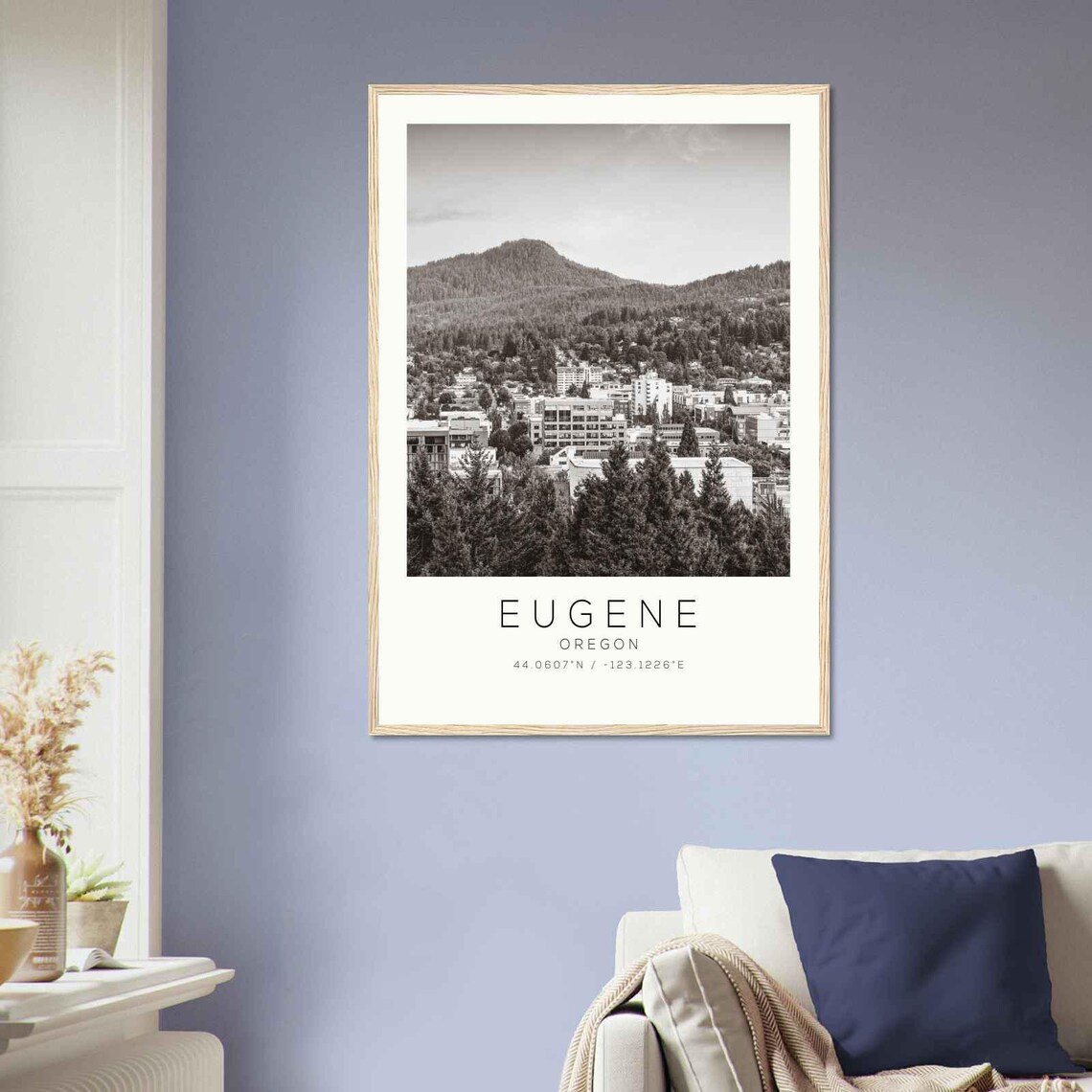 Eugene Oregon Downtown Forested Butte Green Skyline Photo Poster - Image 2