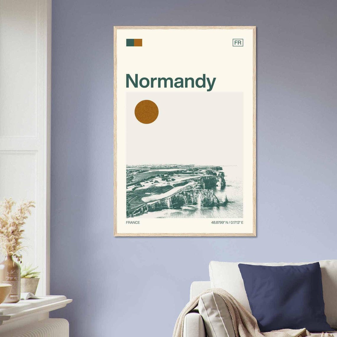 Normandy France Modern Minimalist White Cliffs Coastal Art Poster - Image 2
