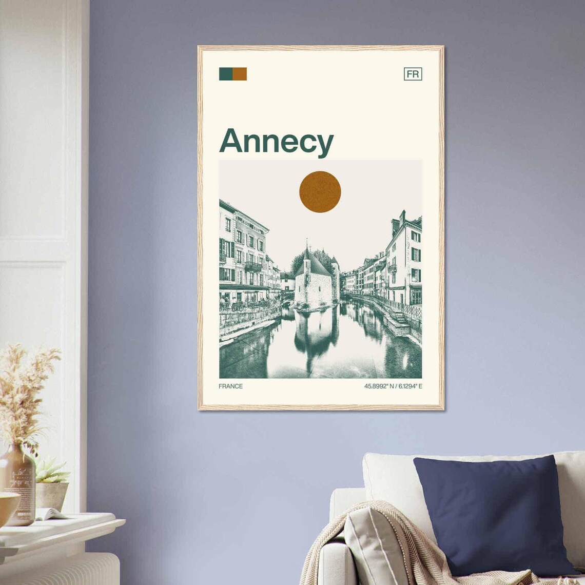 Annecy France Minimalist Travel Poster, Monochrome - Image 2