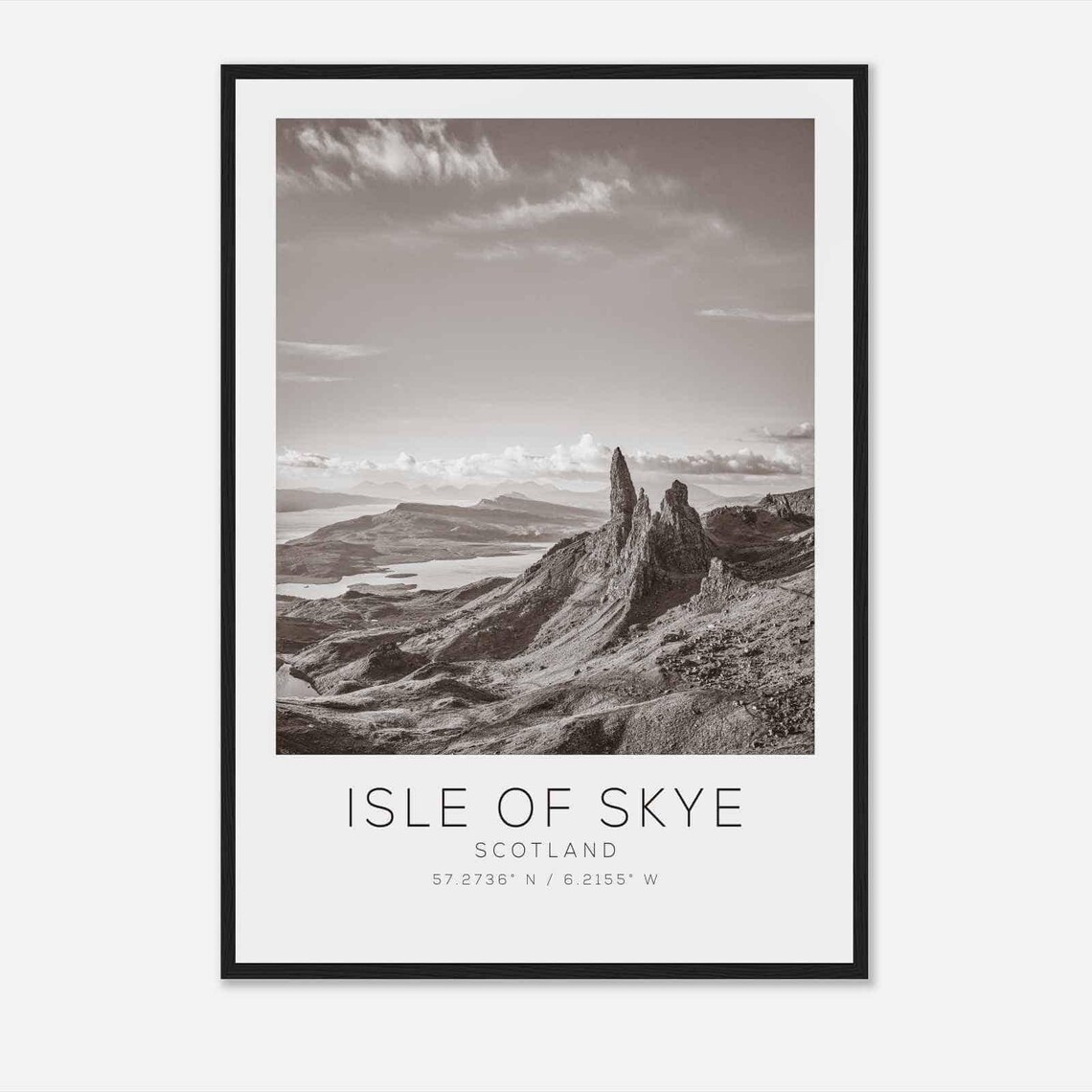 Isle of Skye Scotland Old Man of Storr Black and White Travel Poster
