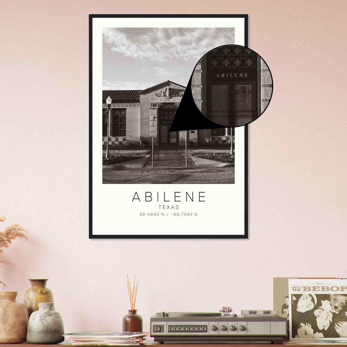 Abilene Texas Historic Station Building Black White Photo Poster - Image 4