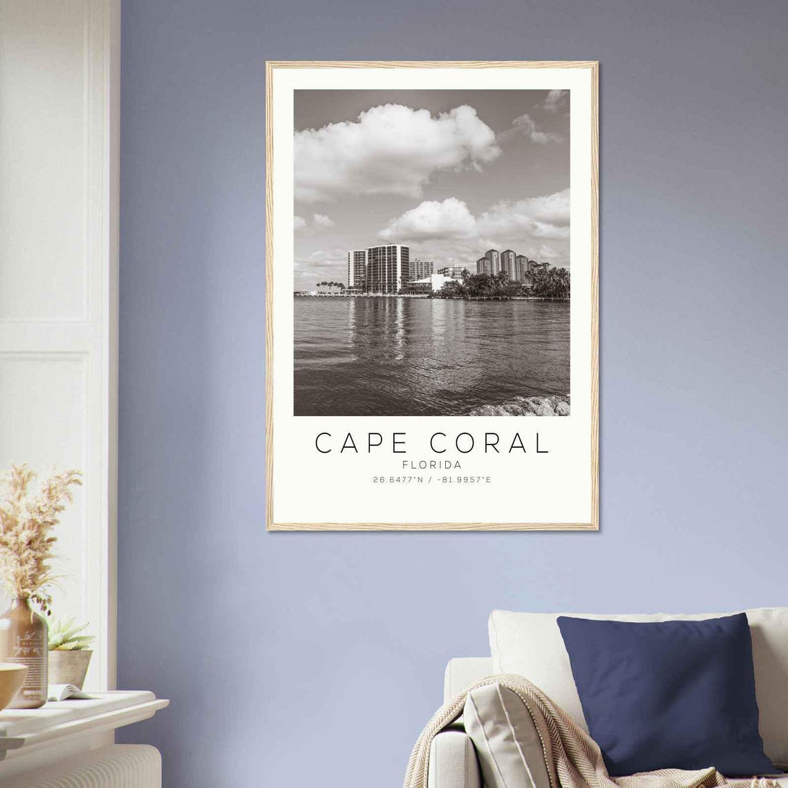 Cape Coral Florida Waterfront Skyline Minimalist Travel Poster - Image 2
