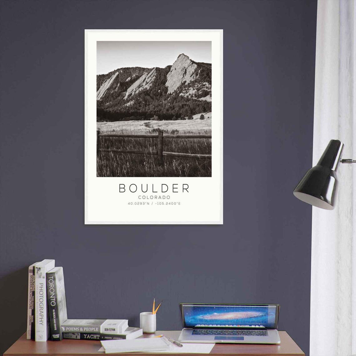 Boulder Colorado Flatirons Rock Formations Meadow Fence Poster - Image 3