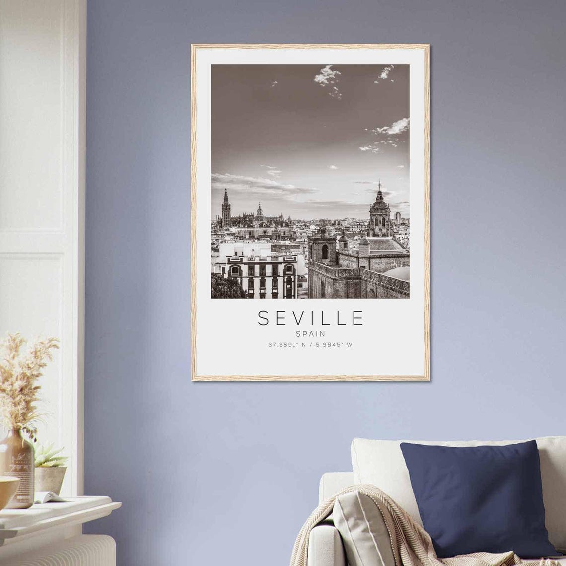 Seville Spain Cathedral Rooftops Black and White Travel Poster - Image 2