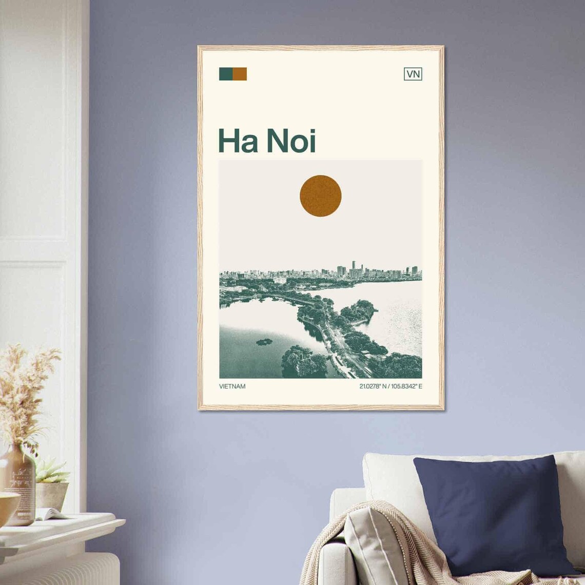Hanoi Vietnam Minimalist Monochrome Travel Poster - Image 2