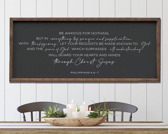 Be Anxious For Nothing Philippians 4:6-7 Black Scripture Sign Poster