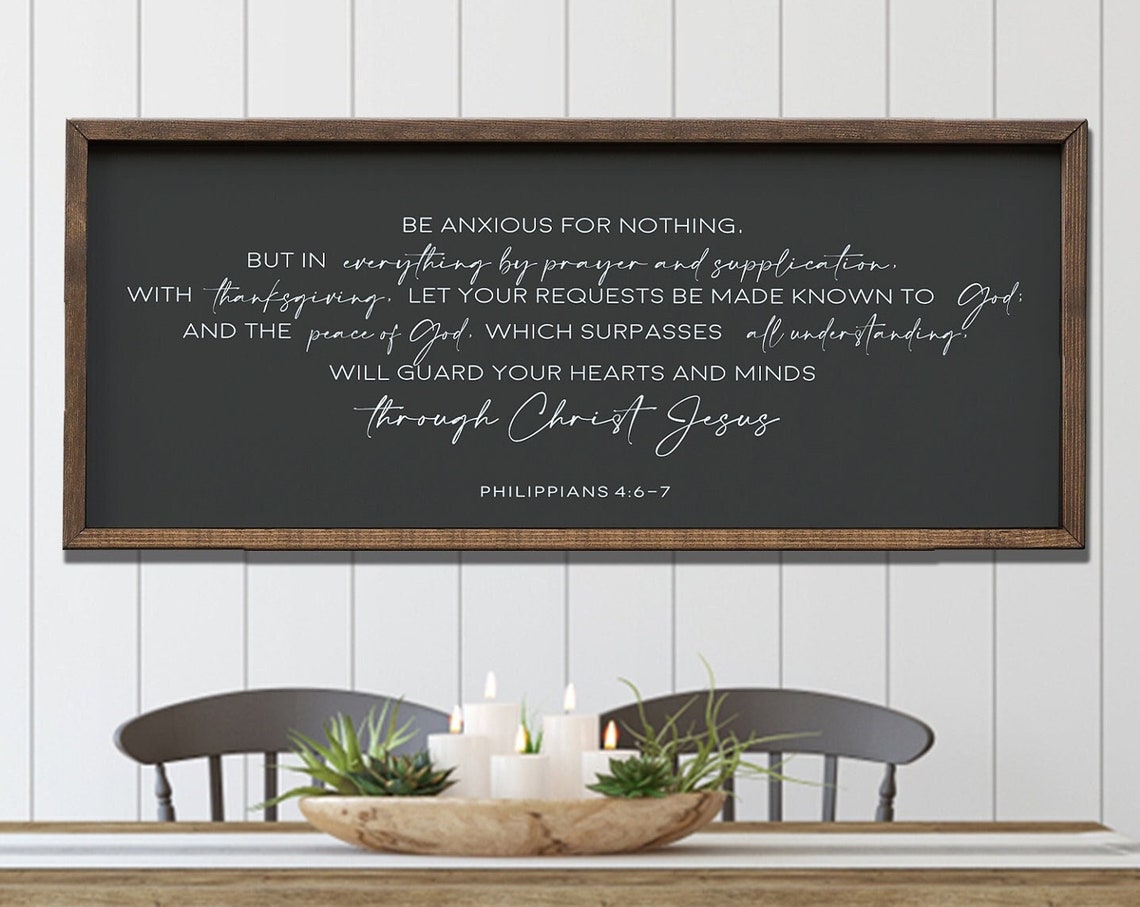 Be Anxious For Nothing Philippians 4:6-7 Black Scripture Sign Poster