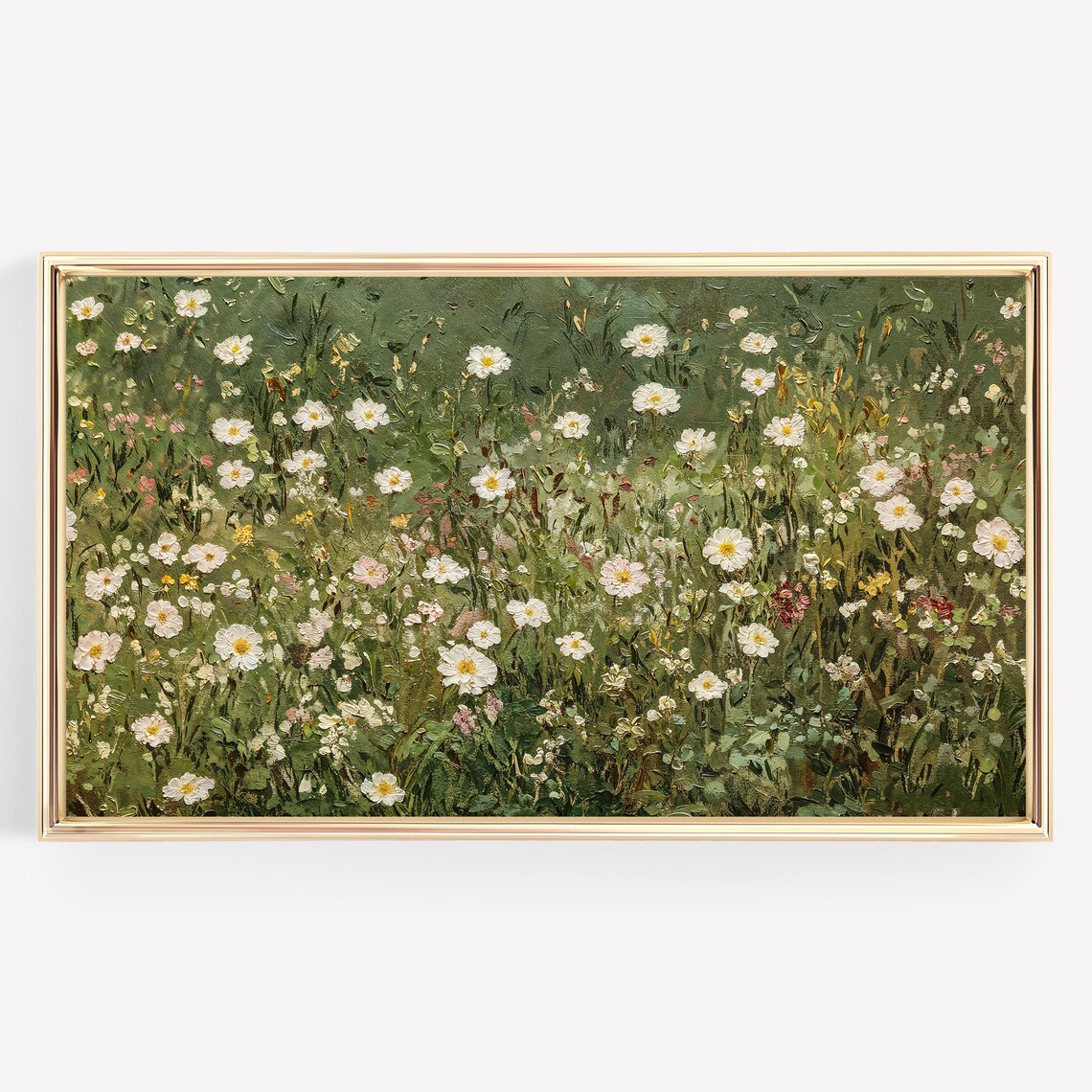 Spring Wildflowers Garden Green Vintage Art Print