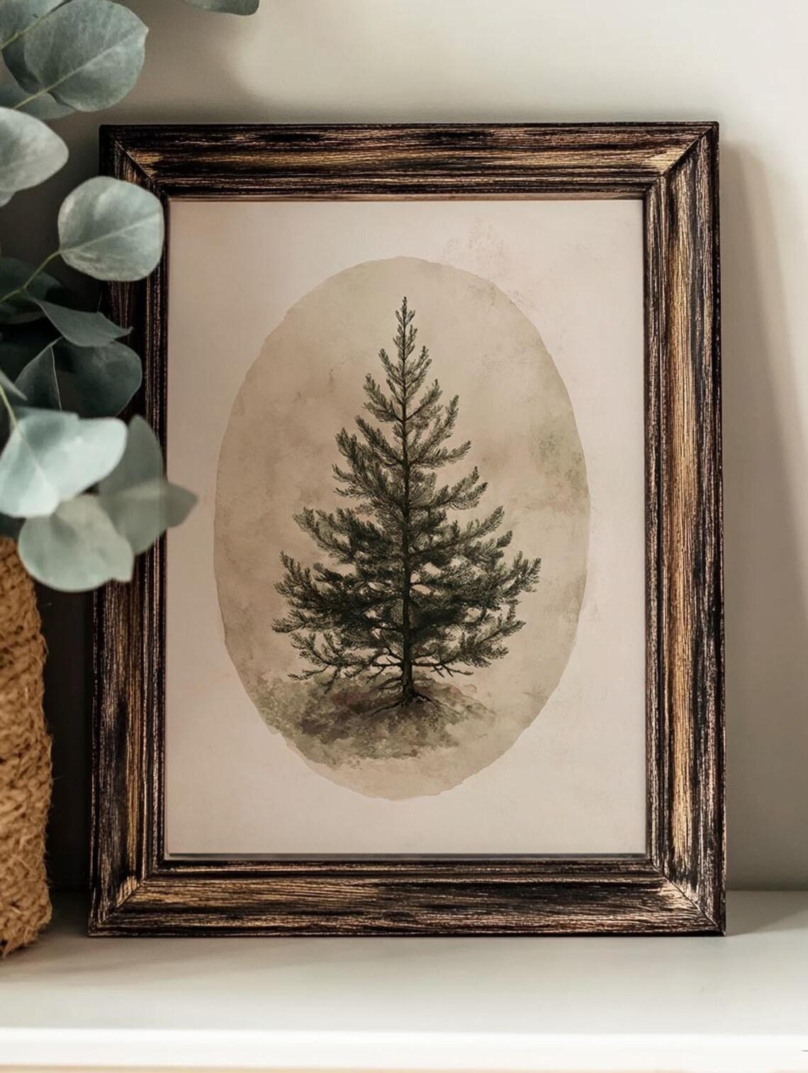 Vintage Christmas Tree Art Print, Victorian Rustic Style - Image 3